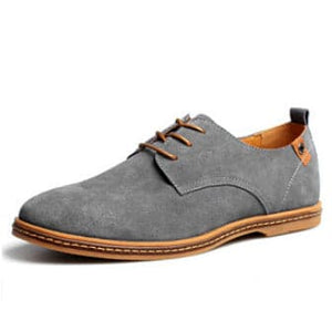 ZXQ Men's Genuine Suede Leather Gray Business Casual Dress Shoes - Divine Inspiration Styles