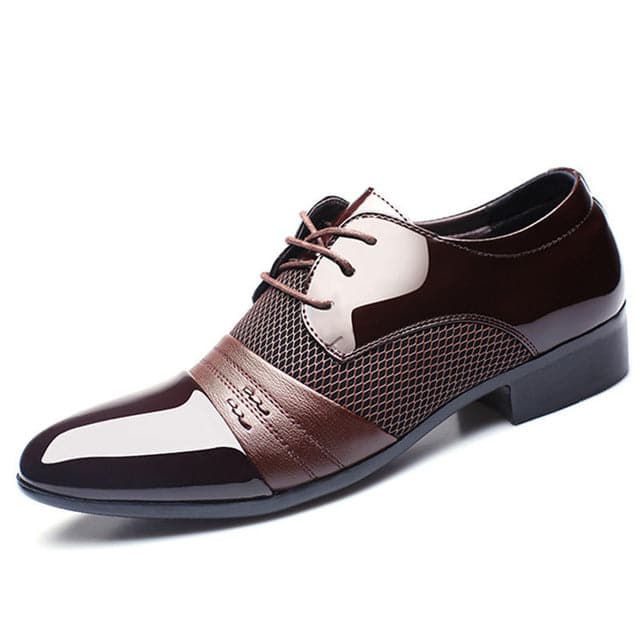ZXQ Men's Genuine Leather Formal Black Business Dress Shoes