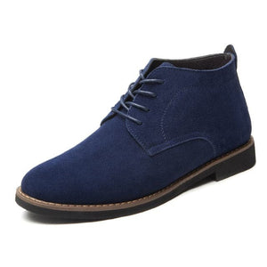 NPZ Men's Genuine Suede Leather Boots Blue Dress Shoes - Divine Inspiration Styles