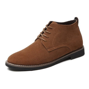 NPZ Men's Genuine Suede Leather Boots Light Brown Khaki Dress Shoes - Divine Inspiration Styles