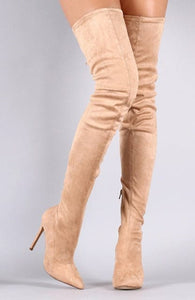TAMANNA Women's Elegant Fine Fashion Elastic Velvet Thigh High Dress Boots - Divine Inspiration Styles