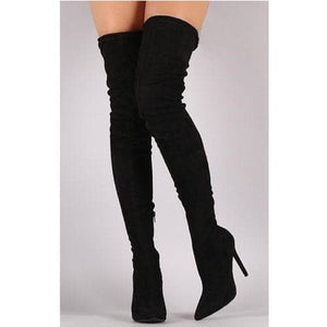 TAMANNA Women's Elegant Fine Fashion Elastic Velvet Thigh High Yellow Dress Boot Shoes - Divine Inspiration Styles