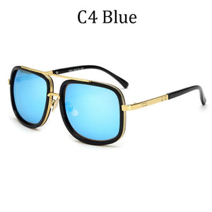 DPZ Men's & Women's Fashion Leopard Blue Gold Retro Style Fine Fashion Square Luxury Sunglasses - Divine Inspiration Styles