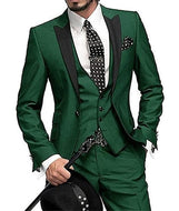 GMSUITS Men's Fashion Formal 3 Piece Tuxedo (Jacket + Pants + Vest) Olive Green Suit Set - Divine Inspiration Styles