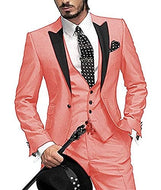 GMSUITS Men's Fashion Formal 3 Piece Tuxedo (Jacket + Pants + Vest) Peach Pink Suit Set - Divine Inspiration Styles