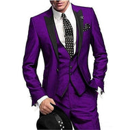 GMSUITS Men's Fashion Formal 3 Piece Tuxedo (Jacket + Pants + Vest) Purple Suit Set - Divine Inspiration Styles