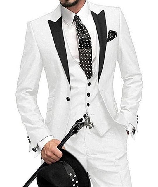 Verona White Slim Fit Wool Suit | BOJONI