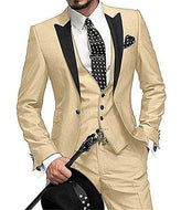 GMSUITS Men's Fashion Formal 3 Piece Tuxedo (Jacket + Pants + Vest) Champagne Suit Set - Divine Inspiration Styles