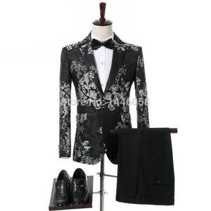 SZSUITS Men's Fashion Suit Sets With Pants Italian Tuxedo Polished Velvet Lapel Blazer Suit Set - Divine Inspiration Styles