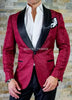 SZSUITS Men's Fashion Suit Sets With Pants Italian Tuxedo Polished Velvet Lapel Blazer Suit Set - Divine Inspiration Styles
