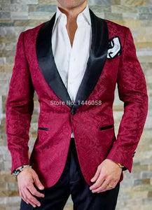 SZSUITS Men's Fashion Suit Sets With Pants Italian Tuxedo Polished Velvet Lapel Blazer Suit Set - Divine Inspiration Styles