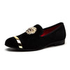 MEIJIANA Men's Genuine Velvet Leather Navy Blue Loafers With Medallion & Ring Designer Shoes - Divine Inspiration Styles