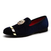 MEIJIANA Men's Genuine Velvet Leather Navy Blue Loafers With Medallion & Ring Designer Shoes - Divine Inspiration Styles