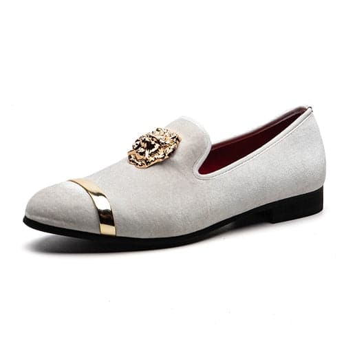 Meijiana Men\'s White03 Leather Velvet Loafers Embellishments Luxury Formal Shoes Meijiana Men main image 3