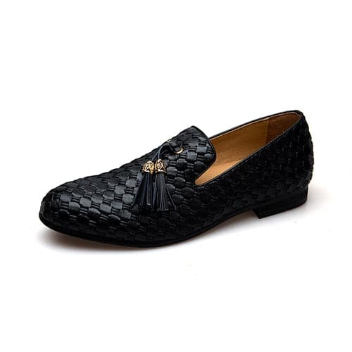 MEIJIANA Men's Genuine Leather Plaid Design Loafers Shoes - Divine Inspiration Styles