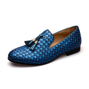 MEIJIANA Men's Genuine Leather Plaid Design Loafers Shoes - Divine Inspiration Styles
