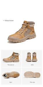 GOLDEN CARMEL Men's Sports Fashion Premium Quality Genuine Leather Outdoors Sports Sneaker Boot Shoes - Divine Inspiration Styles