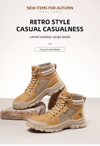 GOLDEN CARMEL Men's Sports Fashion Premium Quality Genuine Leather Outdoors Sports Sneaker Boot Shoes - Divine Inspiration Styles