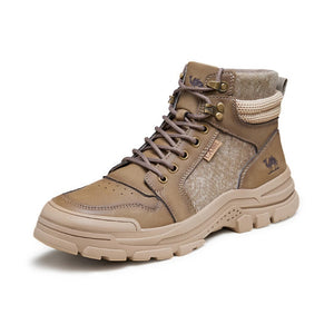 GOLDEN CARMEL Men's Sports Fashion Premium Quality Genuine Leather Outdoors Sports Sneaker Boot Shoes - Divine Inspiration Styles