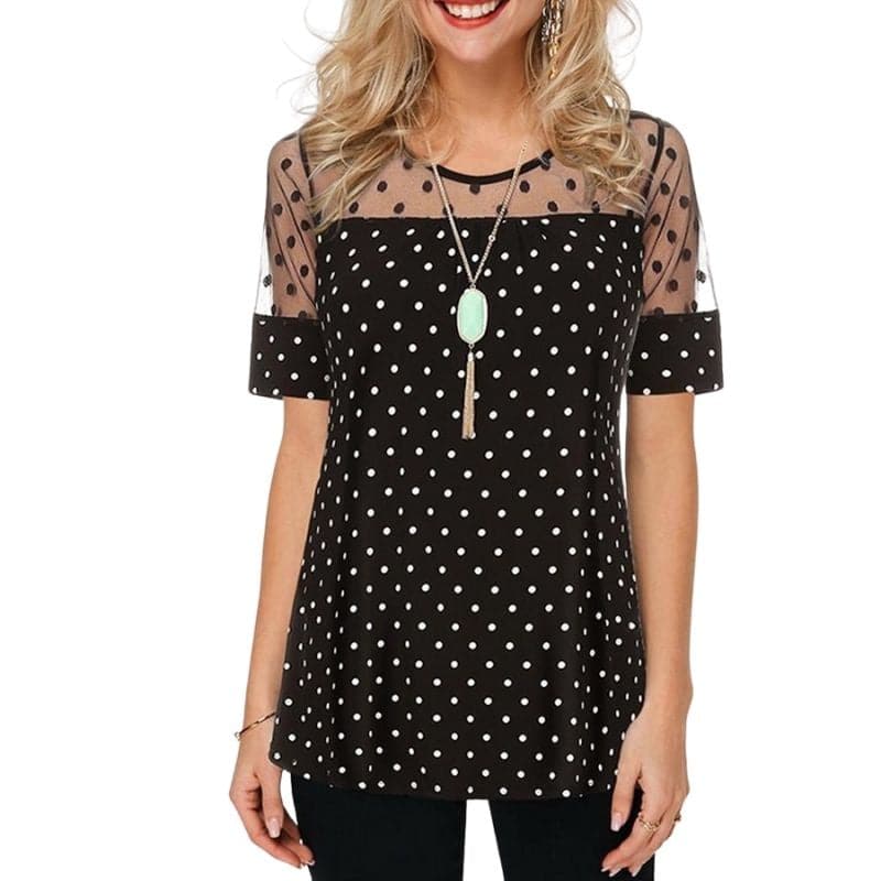 AGNES Design Women's Fine Fashion Premium Quality Polka Dot Mesh Design Blouse - Divine Inspiration Styles