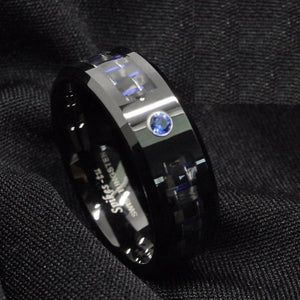 ATOP Design Men's Fashion Stylish Black & Blue Tungsten Luxury Statement Ring - Divine Inspiration Styles