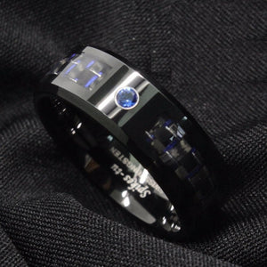 ATOP Design Men's Fashion Stylish Black & Blue Tungsten Luxury Statement Ring - Divine Inspiration Styles