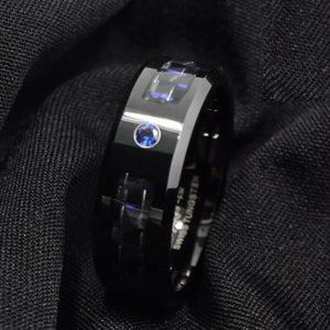ATOP Design Men's Fashion Stylish Black & Blue Tungsten Luxury Statement Ring - Divine Inspiration Styles