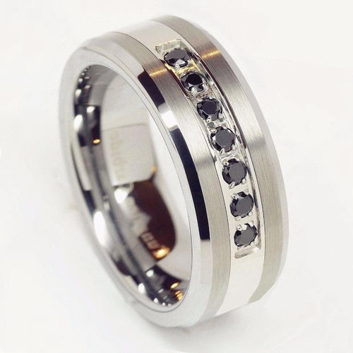 ATOP Design Men's Fashion Stylish Silver & Black Tungsten Luxury Statement Ring - Divine Inspiration Styles