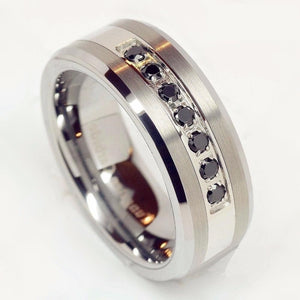 ATOP Design Men's Fashion Stylish Silver & Black Tungsten Luxury Statement Ring - Divine Inspiration Styles
