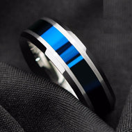 ATOP Design Men's Fashion Stylish Silver & Blue Tungsten Luxury Statement Ring - Divine Inspiration Styles