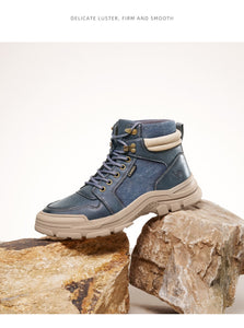 GOLDEN CARMEL Men's Sports Fashion Premium Quality Genuine Leather Outdoors Sports Sneaker Boot Shoes - Divine Inspiration Styles