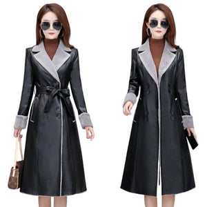 BELLA Design Women's Fine Fashion Genuine Leather Cashmere Plush Fur Coat - Divine Inspiration Styles