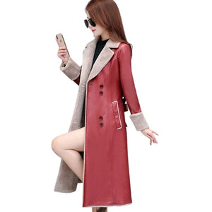 BELLA Design Women's Fine Fashion Genuine Leather Cashmere Plush Fur Coat - Divine Inspiration Styles