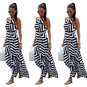 BIGSWEET Women's Trendy Fun Fashion Multiple Stripes Summer Maxi Long Dress - Divine Inspiration Styles