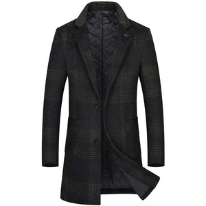 BRADFORD Design Collection Men's Fashion Premium Quality Long Wool Plaid Trench Coat - Divine Inspiration Styles