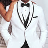BRADLEY SUITS Men's Fashion Formal 3 Piece Black & White Tuxedo (Jacket + Pants + Vest) Suit Set