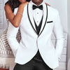 BRADLEY SUITS Men's Fashion Formal 3PCS Black & White Tuxedo (Jacket + Pants + Vest) Suit Set - Divine Inspiration Styles