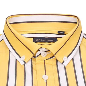 CAIZIYIJIA Men's Classic Trendy Fashion Casual Long Sleeves Stripes Dress Shirt - Divine Inspiration Styles