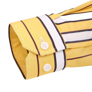 CAIZIYIJIA Men's Classic Trendy Fashion Casual Long Sleeves Stripes Dress Shirt - Divine Inspiration Styles