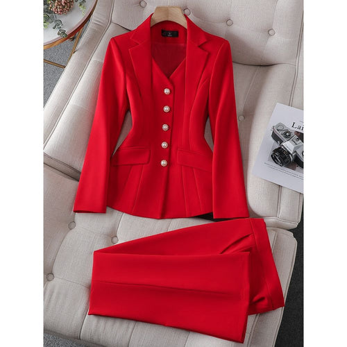 CAROLINE Design Collection Women's Elegant Stylish Fashion Office Blazer Jacket & Pants Suit Set - Divine Inspiration Styles