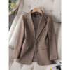 CAROLINE Design Collection Women's Elegant Stylish Fashion Office Professional Woven Plaid Blazer Jacket - Divine Inspiration Styles
