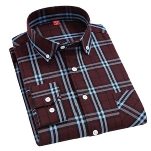 CHEDRA Design Men's Trendy Fashion Plaid Style Casual Business Dress Shirt - Divine Inspiration Styles