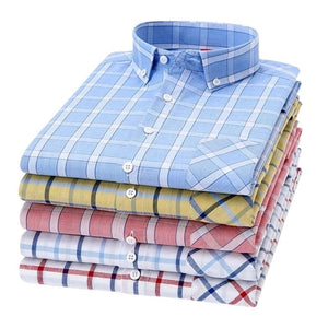 CHEDRA Design Men's Trendy Fashion Plaid Style Casual Business Dress Shirt - Divine Inspiration Styles