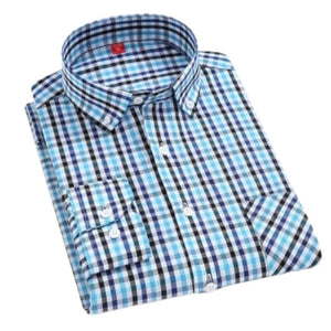 CHEDRA Design Men's Trendy Fashion Plaid Style Casual Business Dress Shirt - Divine Inspiration Styles