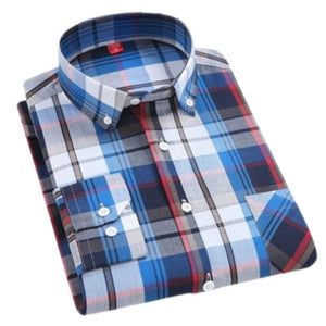 CHEDRA Design Men's Trendy Fashion Plaid Style Casual Business Dress Shirt - Divine Inspiration Styles