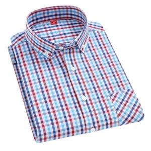 CHEDRA Design Men's Trendy Fashion Plaid Style Casual Business Dress Shirt - Divine Inspiration Styles