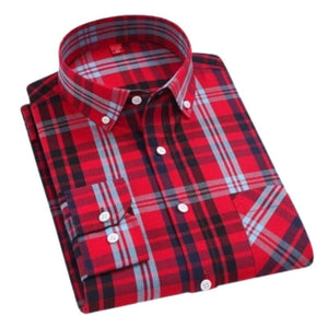 CHEDRA Design Men's Trendy Fashion Plaid Style Casual Business Dress Shirt - Divine Inspiration Styles