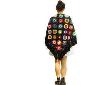 CQL Women's Elegant Fashion Handmade Crochet Tassel Design Poncho Scarf - Divine Inspiration Styles