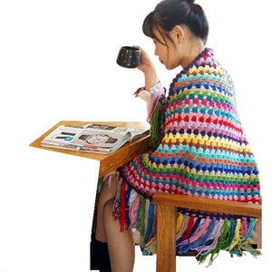 CQL Women's Elegant Fashion Multicolor Handmade Crochet Poncho Scarf - Divine Inspiration Styles