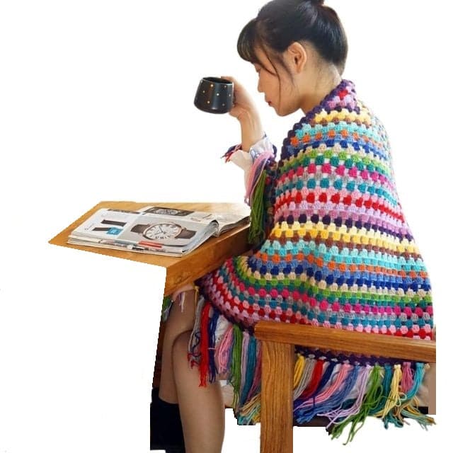 CQL Women's Elegant Fashion Multicolor Handmade Crochet Poncho Scarf - Divine Inspiration Styles